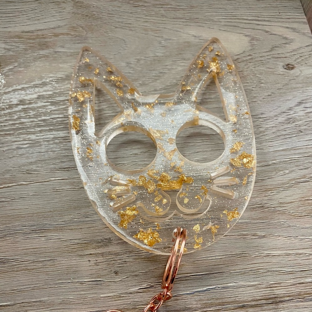 🐱✨XL Gold Flakes Kitty Cat Keychain✨🐱